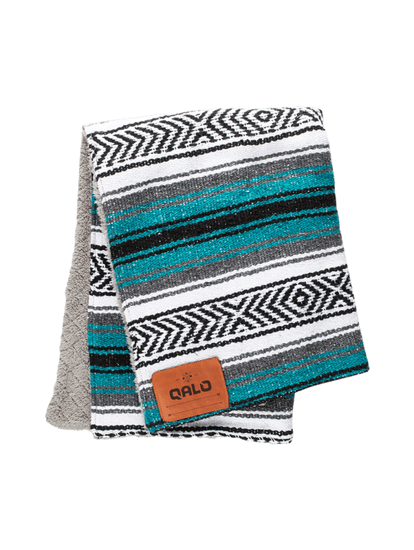 Teal Hand-Made Serape and Sherpa Baby Blanket