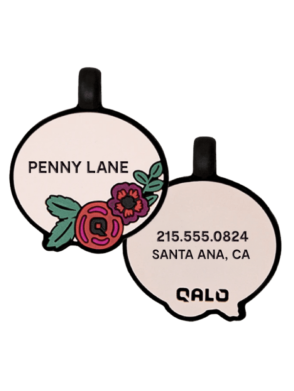 Blush Floral Silicone Dog ID Tag