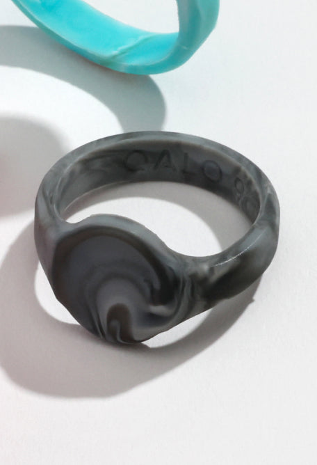 Men's Natural Stone Signet Silicone Ring - Image 5