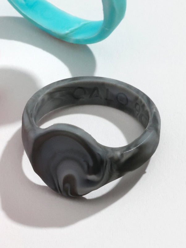 Men's Natural Stone Signet Silicone Ring - Image 2