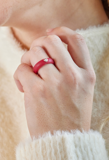 Women's Silver Heart Gemstone Ring - Image 3