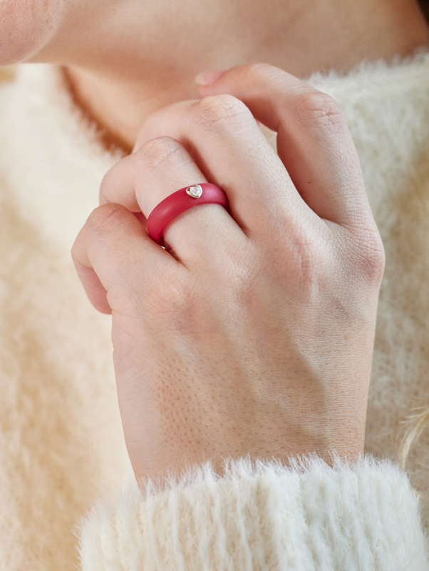Women's Silver Heart Gemstone Ring - Image 4