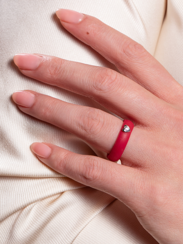 Women's Silver Heart Gemstone Ring - Image 5